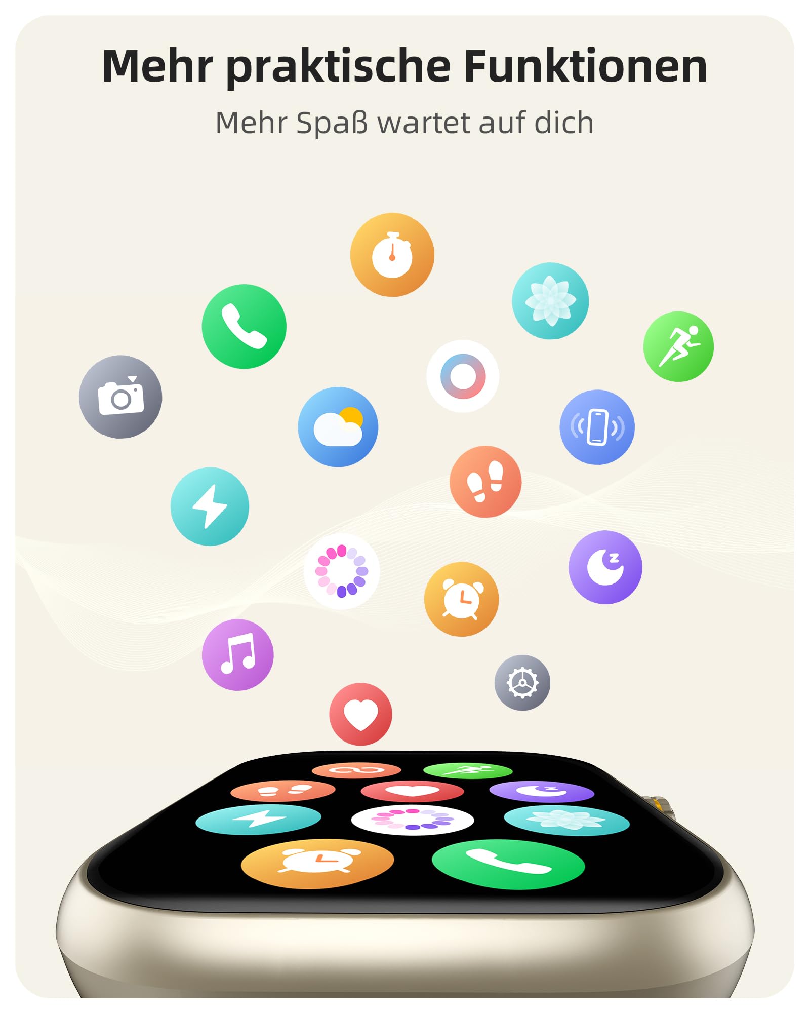 Parsonver Smartwatch mit Eingebautes GPS, 30M Schwimmend Wasserdicht | 1,85" Fitnessuhr mit Telefonfunktion, Fitness Watch mit 100+ Sportmodi, Herzfrequenz, Schlafen, für Android/iOS, Sternsilber
