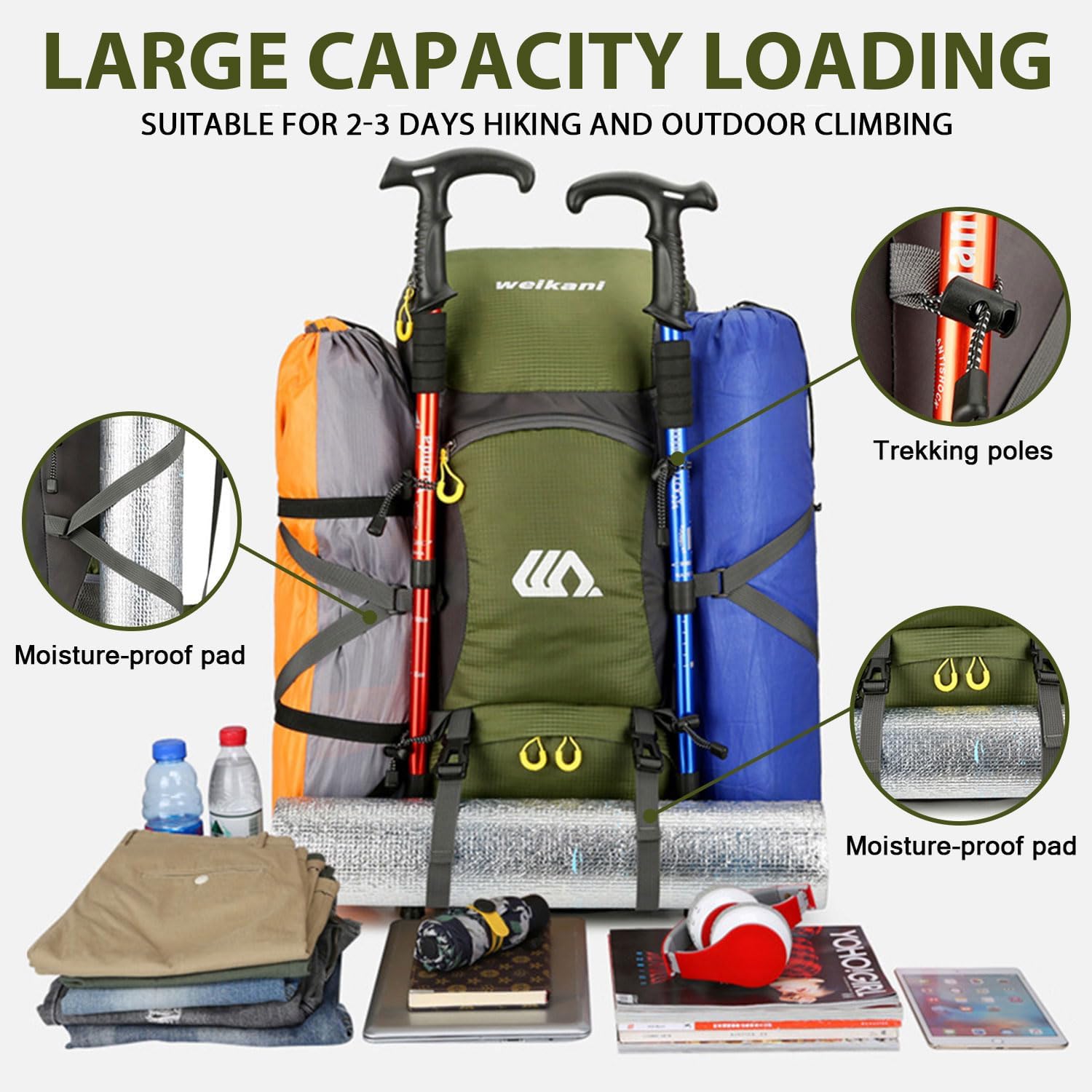 Favuit Hiking Backpack, 30L Lightweight Camping Backpack Outdoor Sport Daypack for Men Women Backpacking Touring Trekking - Image 5