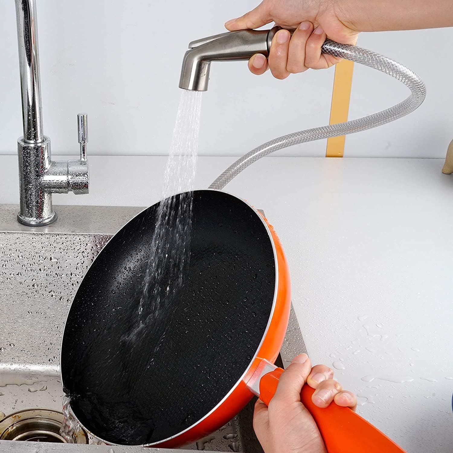 Universal Kitchen Sink Side Sprayer with Quick Side Connector Compatible with Moen Faucet Sprayer Replacement, Kitchen Sink Faucet Sprayer Attachment with Water Hose/Holder, Brushed Nickel Finish