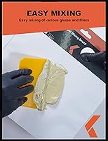 Vista 4 de Esparcidores de Relleno Corporal (3 Tamaños, 15 Piezas) - Esparcidor Plástico Reutilizable Amarillo para Rellenos Automotrices, Masillas, Esmaltes