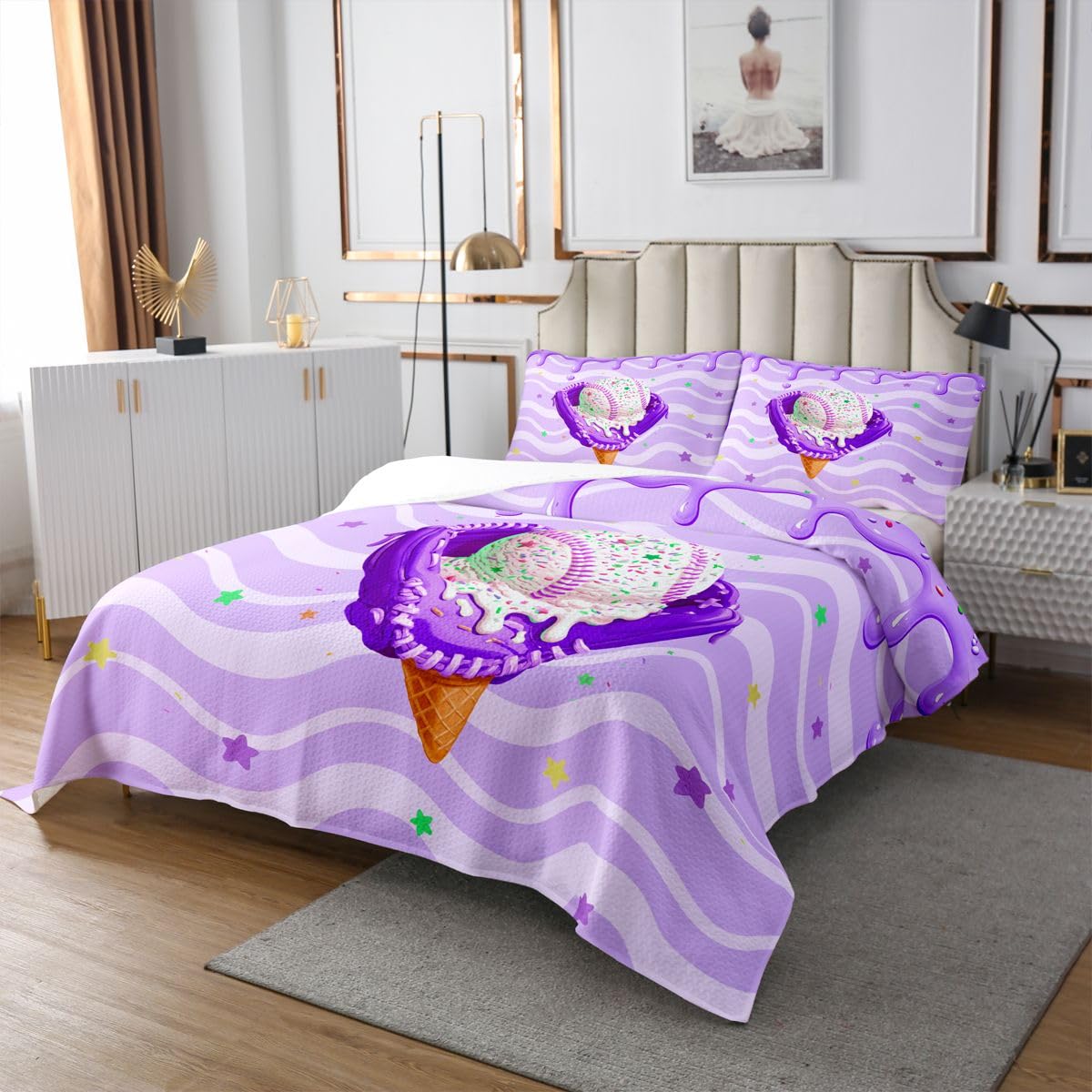 Homewish Eiscreme Waffel Bedspread 240x260cm