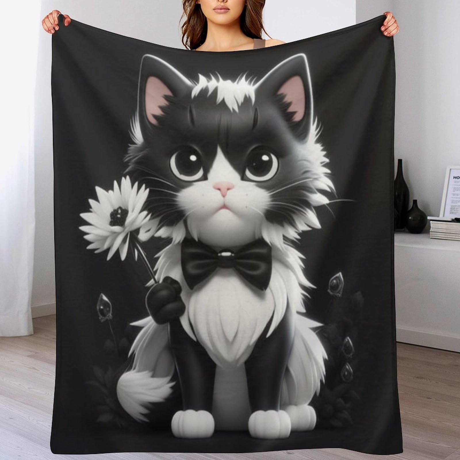 Couverture polaire chat mignon, fini les courants d'air sur le canapé avec ce plaid en flannel