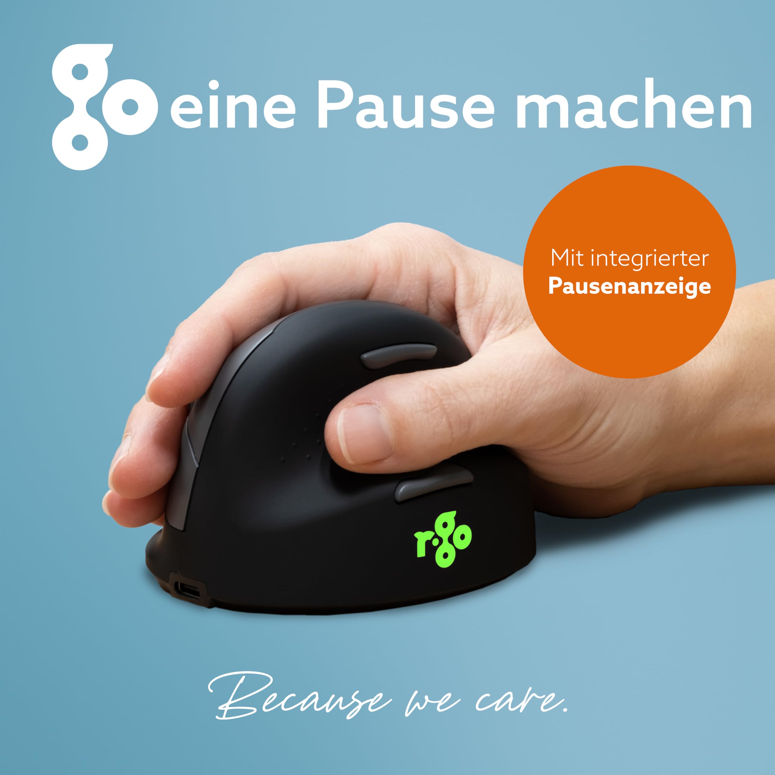 R-Go HE Ergonomische Maus, Bluetooth 5.0, Silent funkmaus, Kompatibel mit Anti-RSI-Software, Vorbeugung Mausarm, Wiederaufladbare kabellose vertikale Maus für Windows/MacOS, 5 Tasten, Schwarz