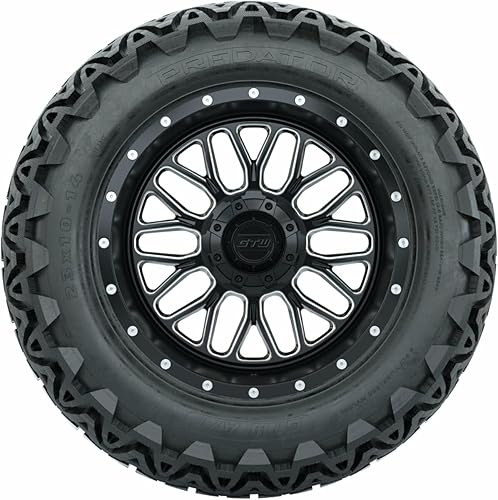 Miniatura 2 de GTW Combo de ruedas y neumáticos para carrito de golf de 14 pulgadas  GTW Helix negro materuedas mecanizadas en neumáticos Predator todo terreno de