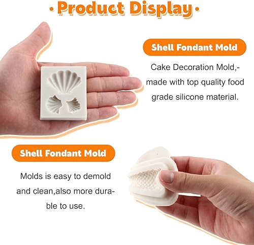 Miniatura 3 de Moldes para fondant con temática marina, cola de sirena, caballito de mar, conchas de mar, moldes de silicona para hornear para decoración de