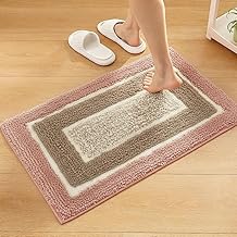 RUGSYA Border Soft Mat for Office/Floor/Door Mat/Bathroom Mat (40x60 cm) Anti-Skid (Pack of 1) Pink