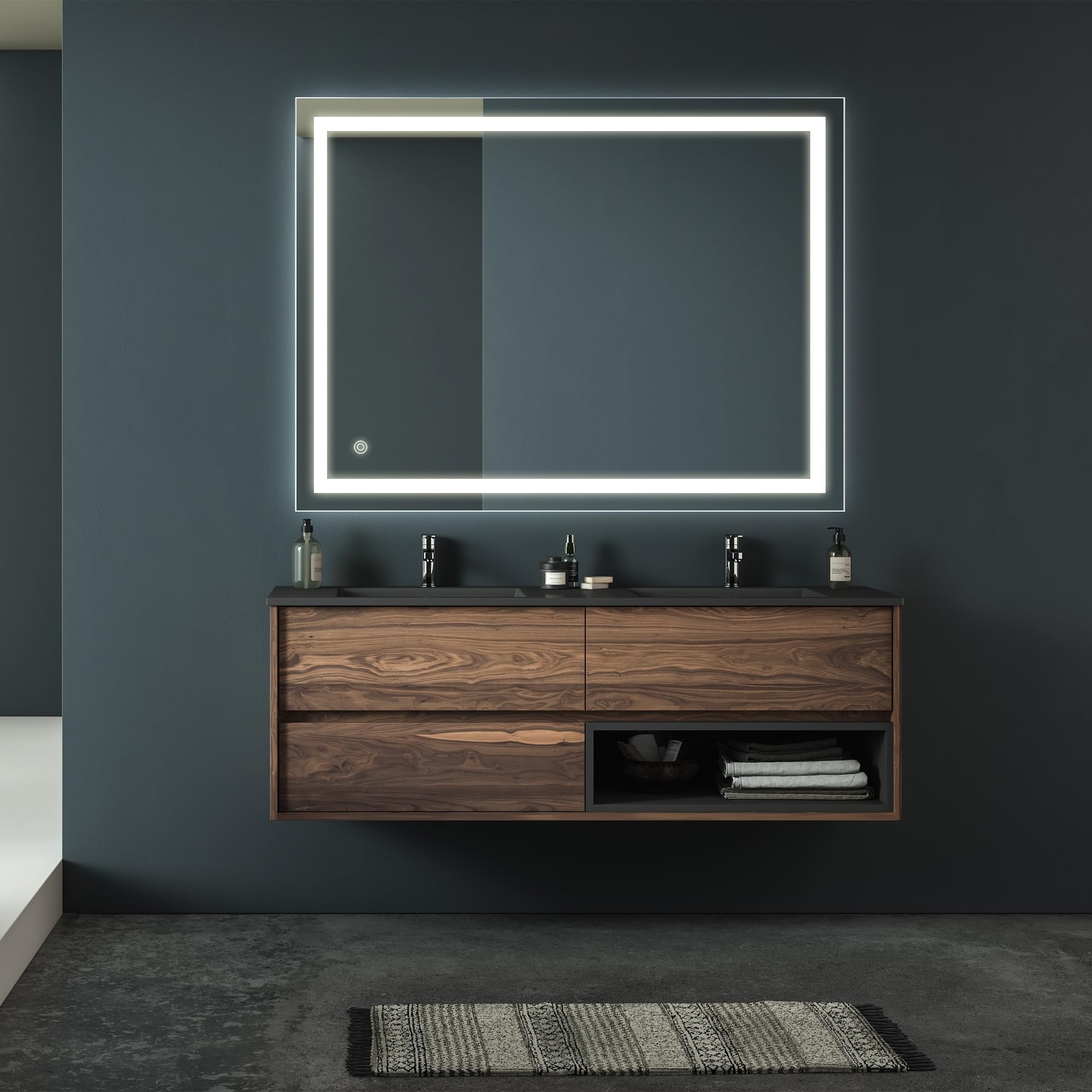 Miroir LED rectanculaire variable anti-buée horizontal vertical