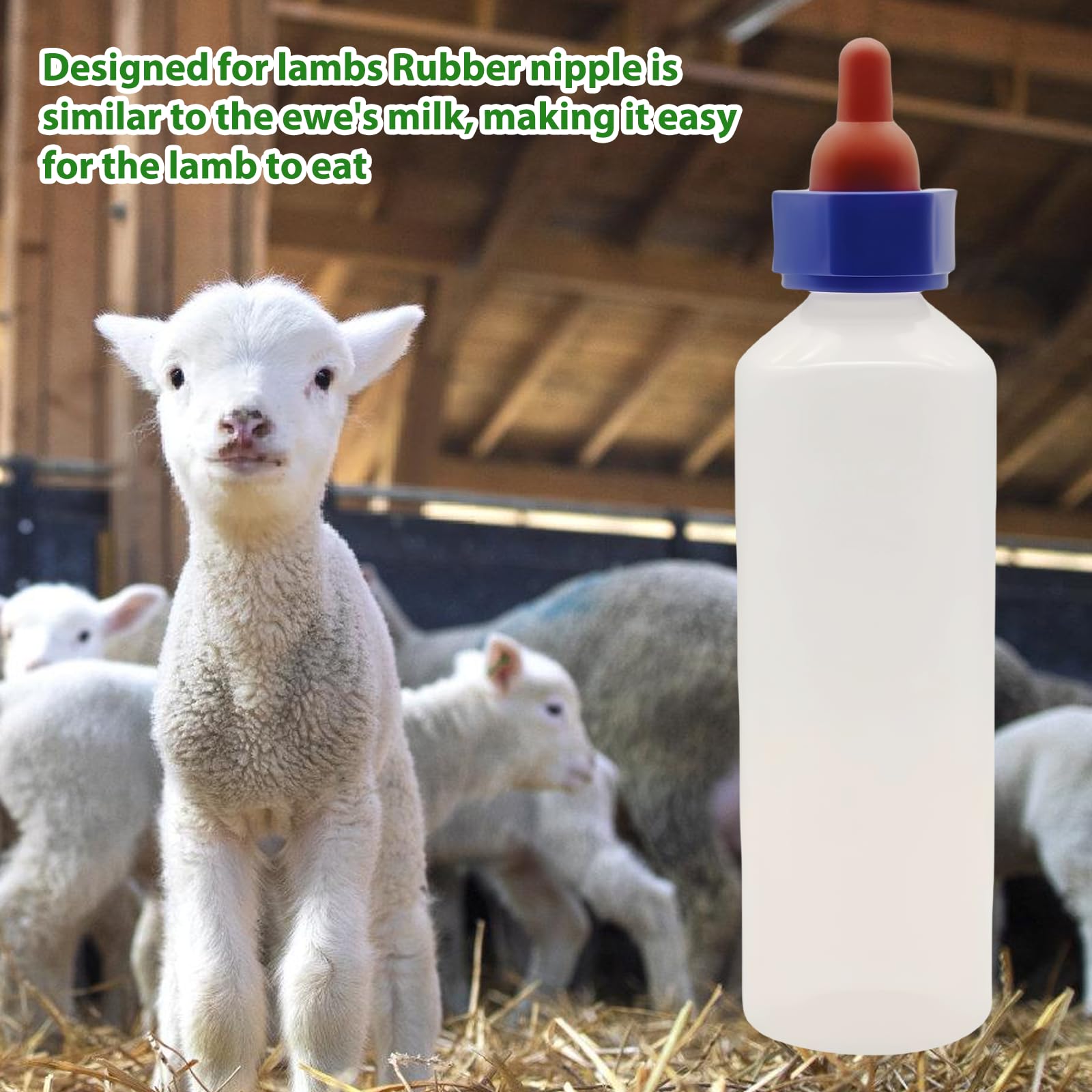 2 Stücke Lamm Milchflasche: Lämmermilch Aufzuchtflasche 500ml mit 4 Milch Trinken Nippel, Stillflasche für Schafe mit Griff, Nutztier Aufzuchtflaschen für Kälberoder Lammzucht Kuh Vieh
