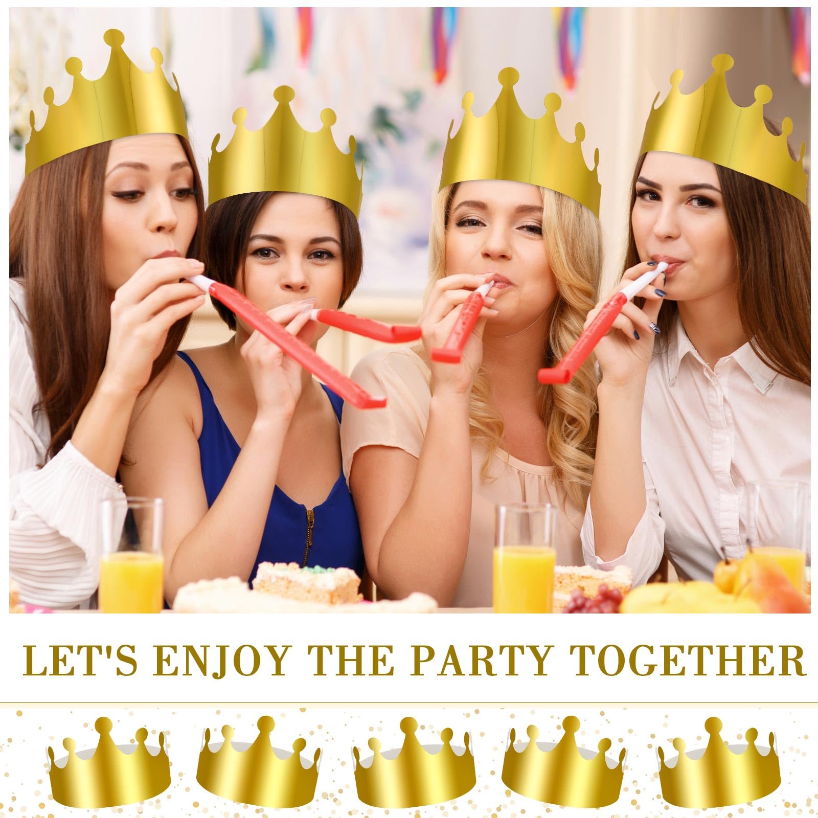 100 coronas de papel doradas para cumpleaños, Año Nuevo, coronas de fiesta, corona de rey, sombreros de papel a granel, suministros de celebración para niños y adultos (estilo elegante)
