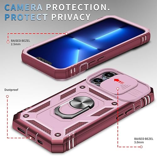 Vista 164 de Korecase Funda de protección para iPhone 12 y 12 Pro Ring Case con cubierta para lente de cámara, grado militar, resistente, de doble capa, cuerpo