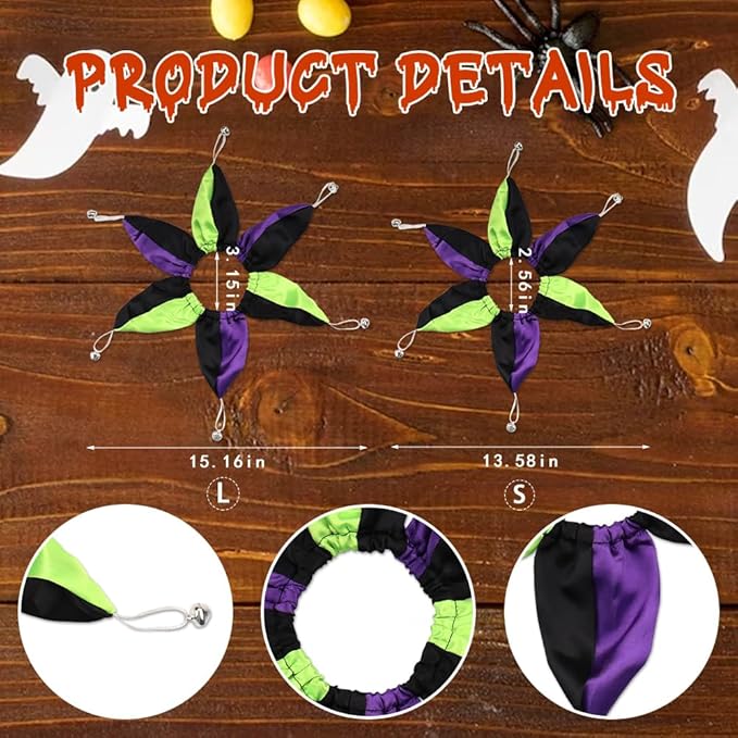 Collar para Mascota Halloween Clown con Campanas Negro Púrpura Verde miniatura 2