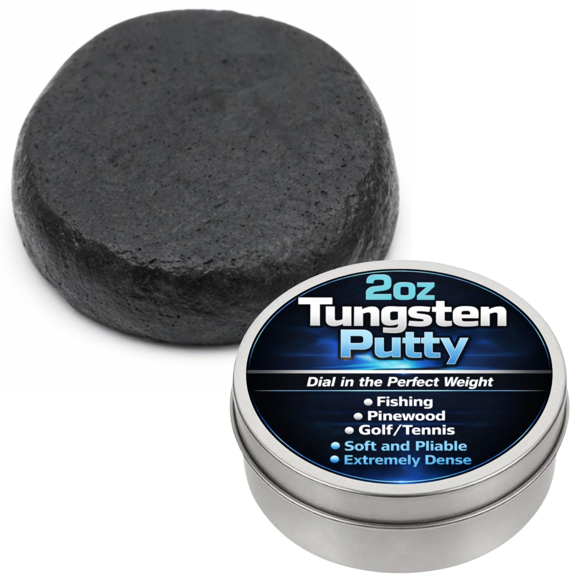 Reaction Tackle Tungsten Putty - Moldable Reusable Weight for Precision Weighting of Pinewood Derby Cars, Golf Clubs, Tennis Rackets, Fly Fishing Leaders and Fishing Rigs - 2 Oz (60g)