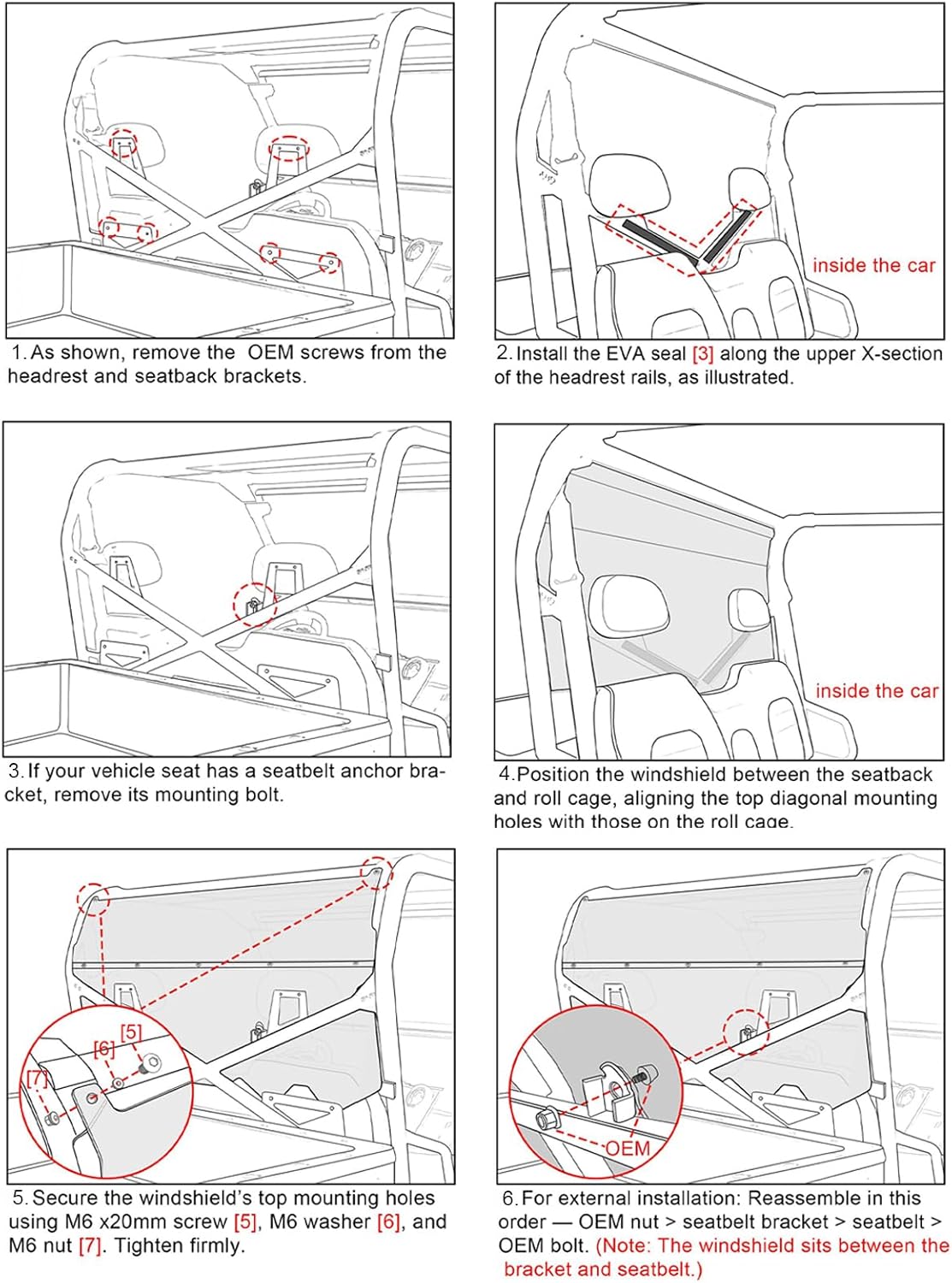StarknightMT Ranger 800 Rear Windshield-Compatible with Polaris Ranger 800 2010 2011 2012 2013 2014，Full Size Clear Back Window Accessories - Image 8