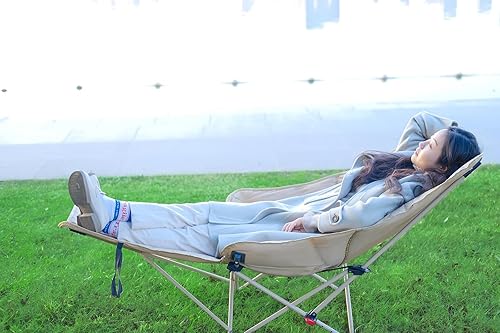 Miniatura 8 de Catre y silla plegable de doble propósito con reposapiés extraíble para adultos, silla de dormir ajustable fácil de montar con bolsa de transporte