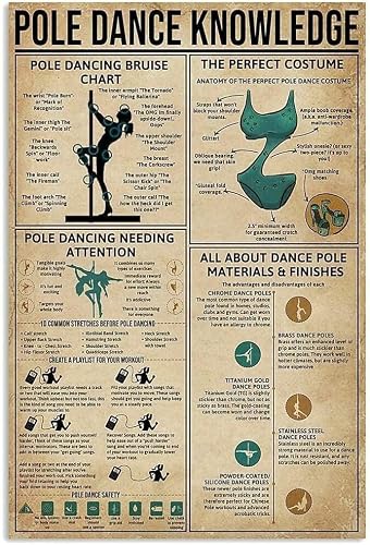 rayprint Pole Dance Knowledge Metal Tin Signs Dance Guide Posters Wall Decor Home Decor Bedroom Decor Club Plaquees 8x12inch