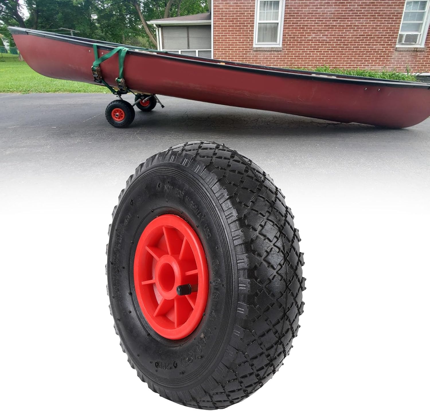 Asixxsix 10 Inch Kayak Cart Wheel, 3.00-4 260X85 Trolley Cart Replacement Tire, 330 Lbs Strong Load Bearing, Inflatable Replacement Tire Wheel for Canoe Kayak Trolley Paddle Boards