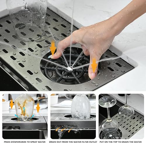 Miniatura 11 de PEPO - Fregadero de cocina de 21 x 18 pulgadas, fregadero de cocina pequeño de acero inoxidable de calibre 16, fregadero de cocina pequeño cuadrado