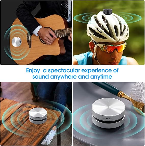 Lechnical Bone Conduction Speaker,1 Pack Wirelessly BT Speaker Bone Conduction Speakers Mini Portable Loud Stereo Sound Built-in Mic Sound Box Silver