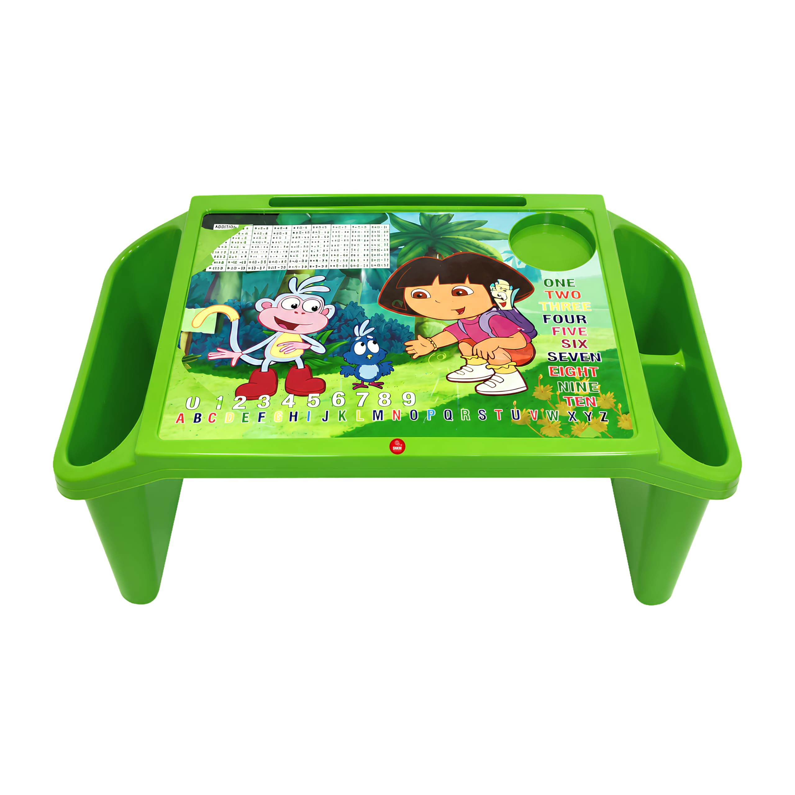 SNKM® -Plastic Study Table for Kids | 5 Compartment | Durable & Strong | Lightweight | Easy to Carry Multidesign | Writing, Leaning, Colouring, Drawing, Playing & Snack - Large, Green, Pack of 1-image-13