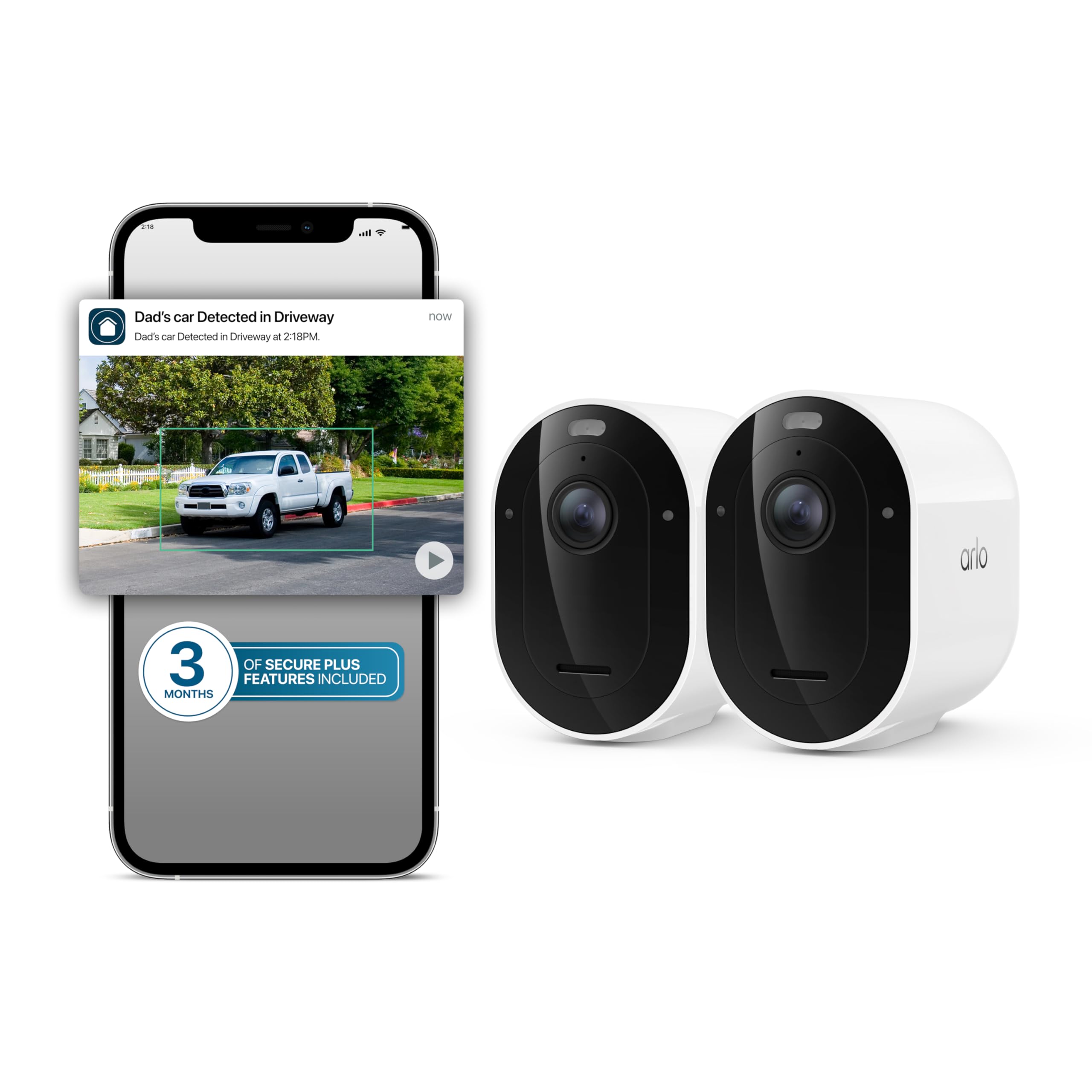 Arlo Pro Security Camera 2K HDR (6th Gen, 2025 Release) Wireless Outdoor Camera, 2 Cam, with Secure Plus 3-Month Subscription