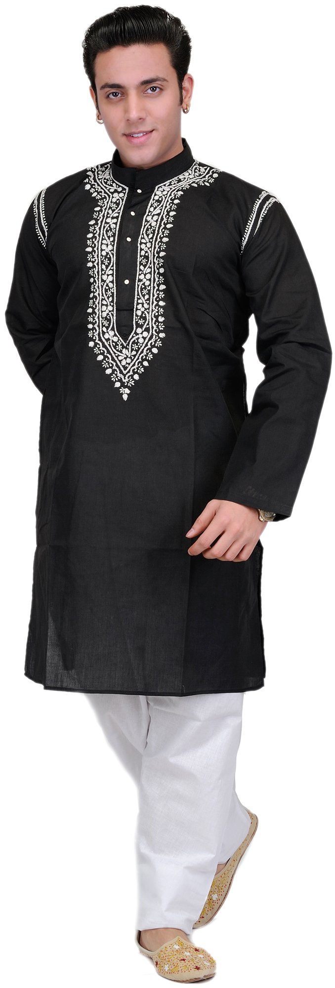 Kurta Pyjama noir Luck On Neck pour soirées à thème