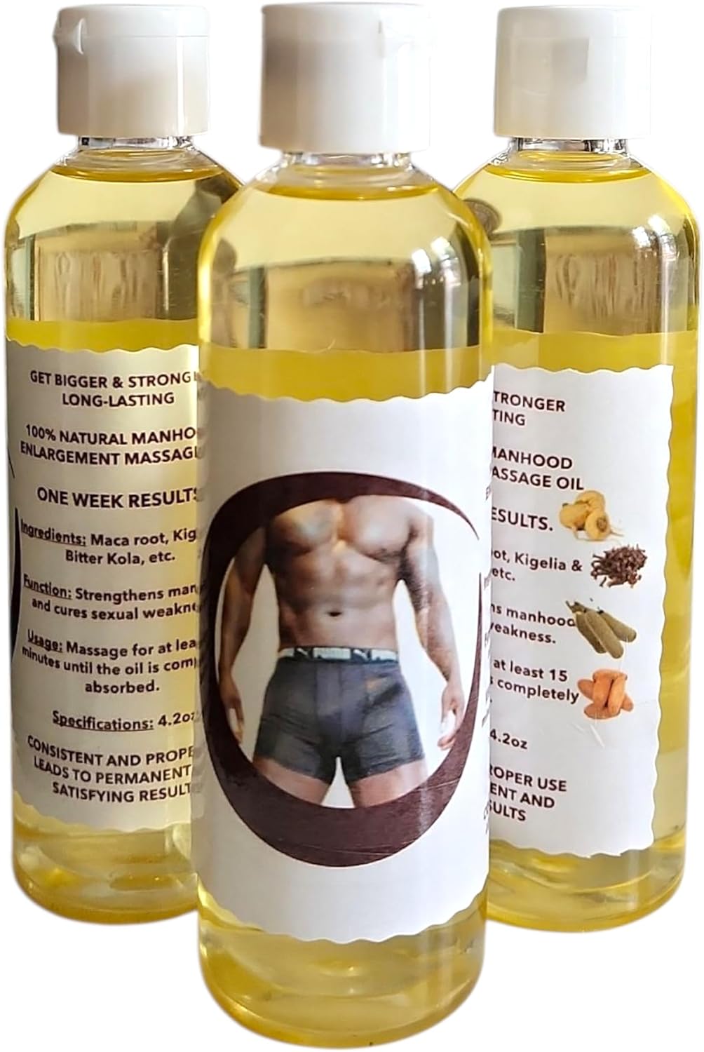 ONE Week Results Powerful MENHOOD Enlargement Massage Oil 100% Natural and Essentials Ingredients 4oz
