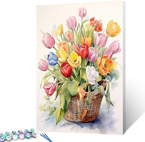 Miniatura 16 de Tucocoo Bumbers - Pintura de amapola roja para adultos, pintura abstracta de amapola por números, pintura acrílica, lienzo, graffiti, flores rojas