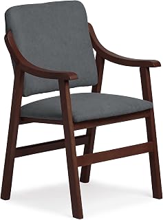 Silla Comedor con Brazos de Madera de Haya, con Respaldo Recto. Ideal para Dormitorio, Comedor o Salida.. Tamaño: 87x55x55 cm. (Nogal, Marengo)