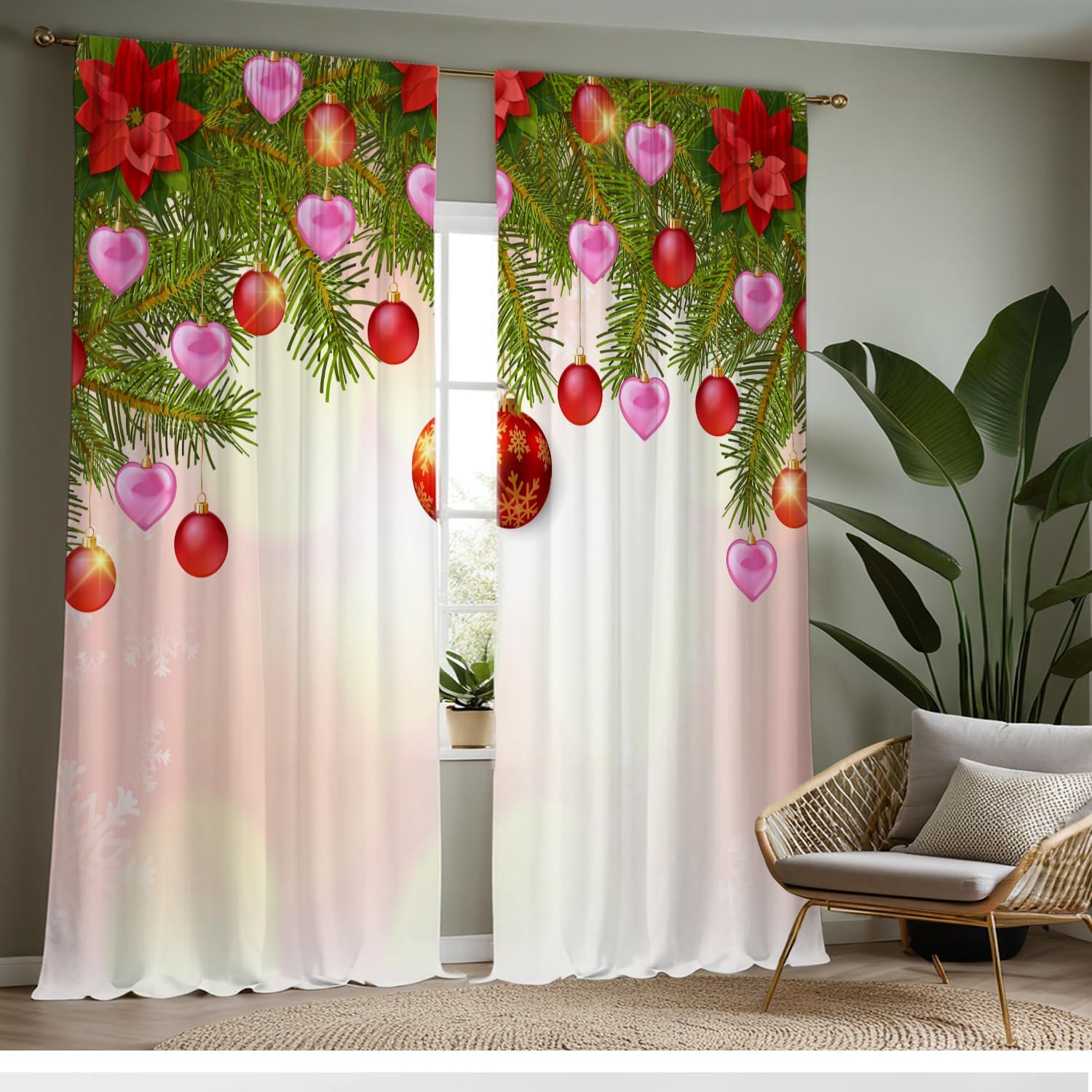 Colorful Floral Kitchen Curtains, Watercolor Summer Spring Wild Flower Drapes, Botanical Window Panels for Nursery Dining Room Living Room, 2 Panel Sets, 31.5x72 Inch