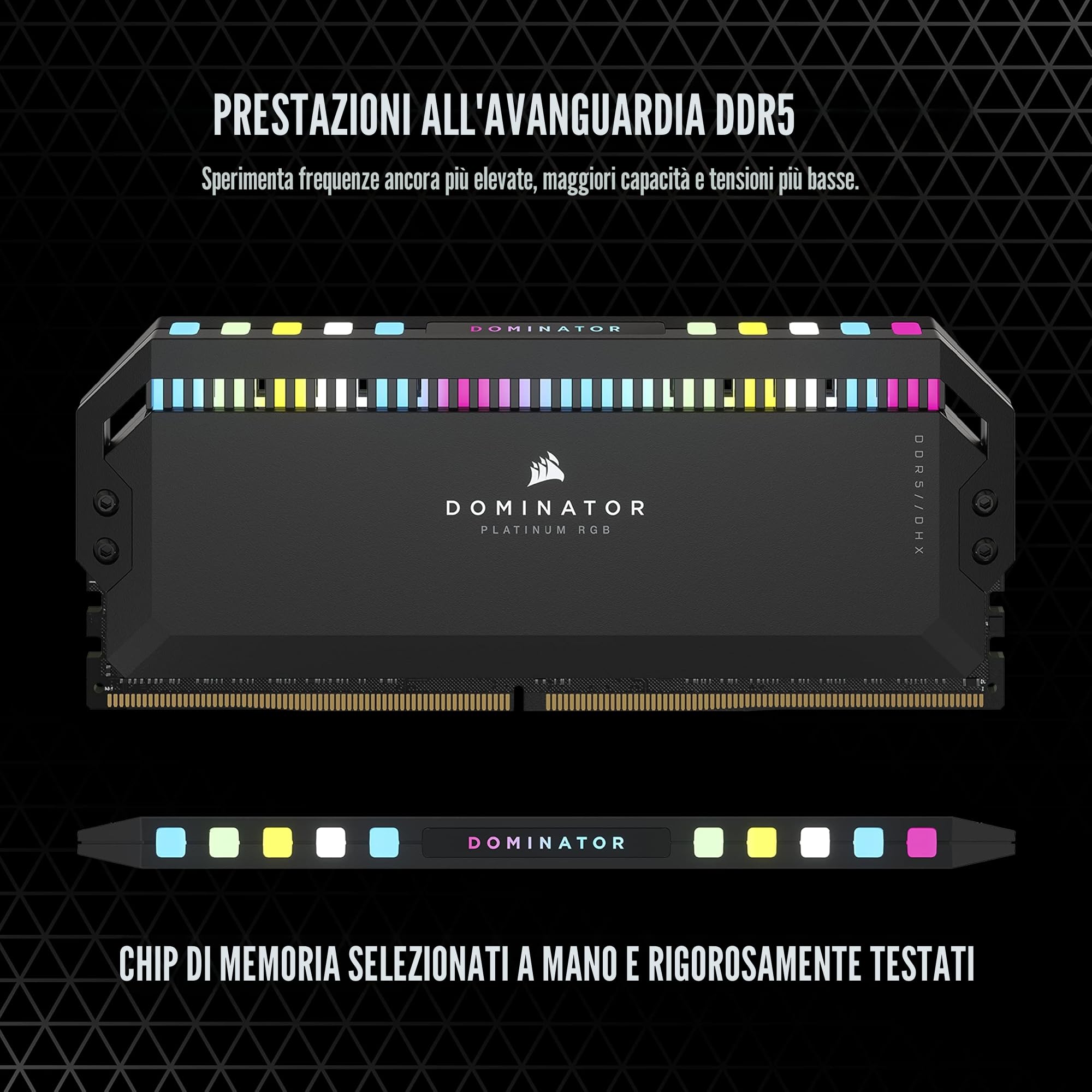 CORSAIR DOMINATOR PLATINUM RGB DDR5 RAM 32GB (2x16GB) 6000MHz CL36 Intel XMP Compatibile ICUE Memoria Per Computer - Nero (CMT32GX5M2X6000C36)