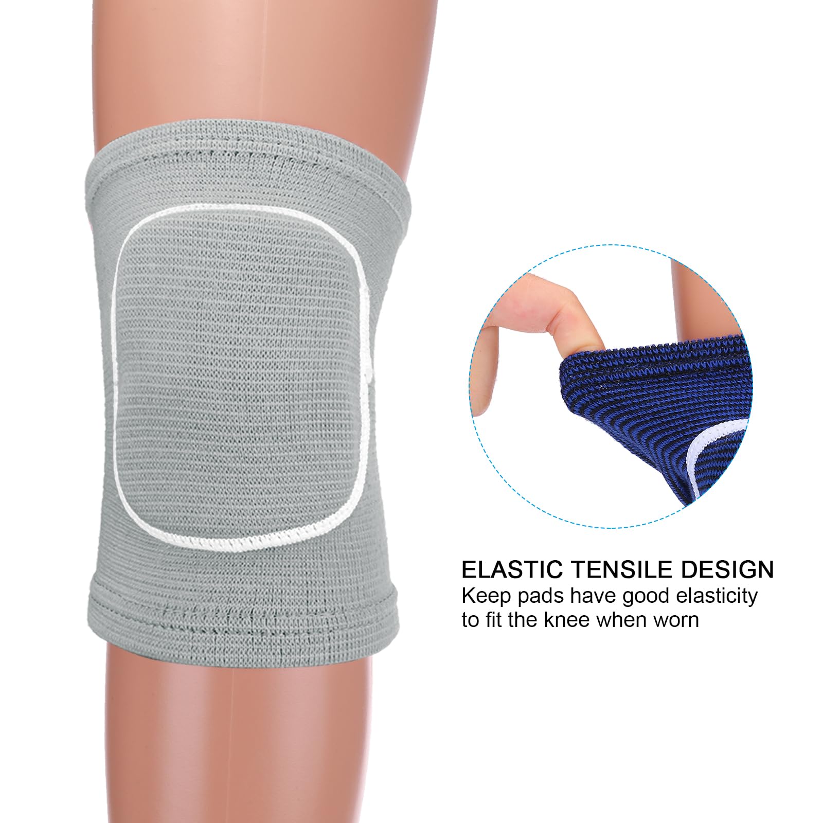 PATIKIL S Taille Genouillères de Protection, 6 Paires de Genouillères de Volley-Ball en Éponge, Genouillères de Danse Respirantes pour Femmes et Hommes Football Basket-Ball Gris