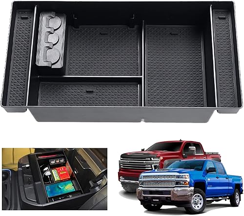 Organizador de consola central para GMC Sierra Chevrolet Silverado 1500 2019-2022, caja de almacenamiento para reposabrazos de consola central