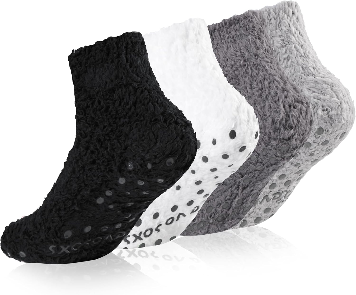 Fuzzy Grip Socks for Women Men,Thick Warm Slipper Cozy Fluffy Non Slip Ankle Valentines Fuzzy socks With Grips.