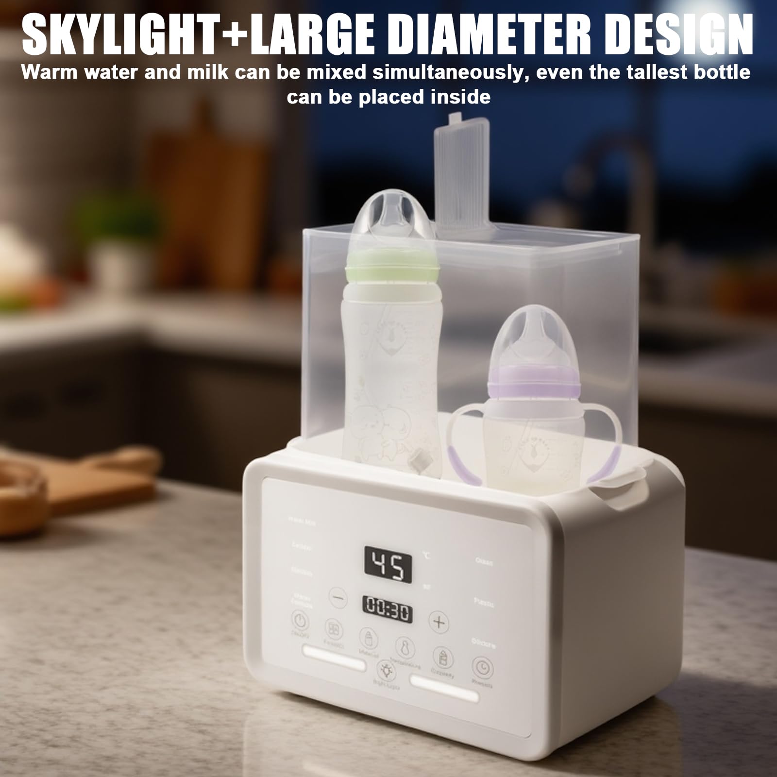 Scaldabiberon per bambini, sterilizzatore 8 in 1, per bottiglie, riscaldamento rapido per latte materno e formula, sterilizzazione a vapore, 3-7 minuti, senza BPA