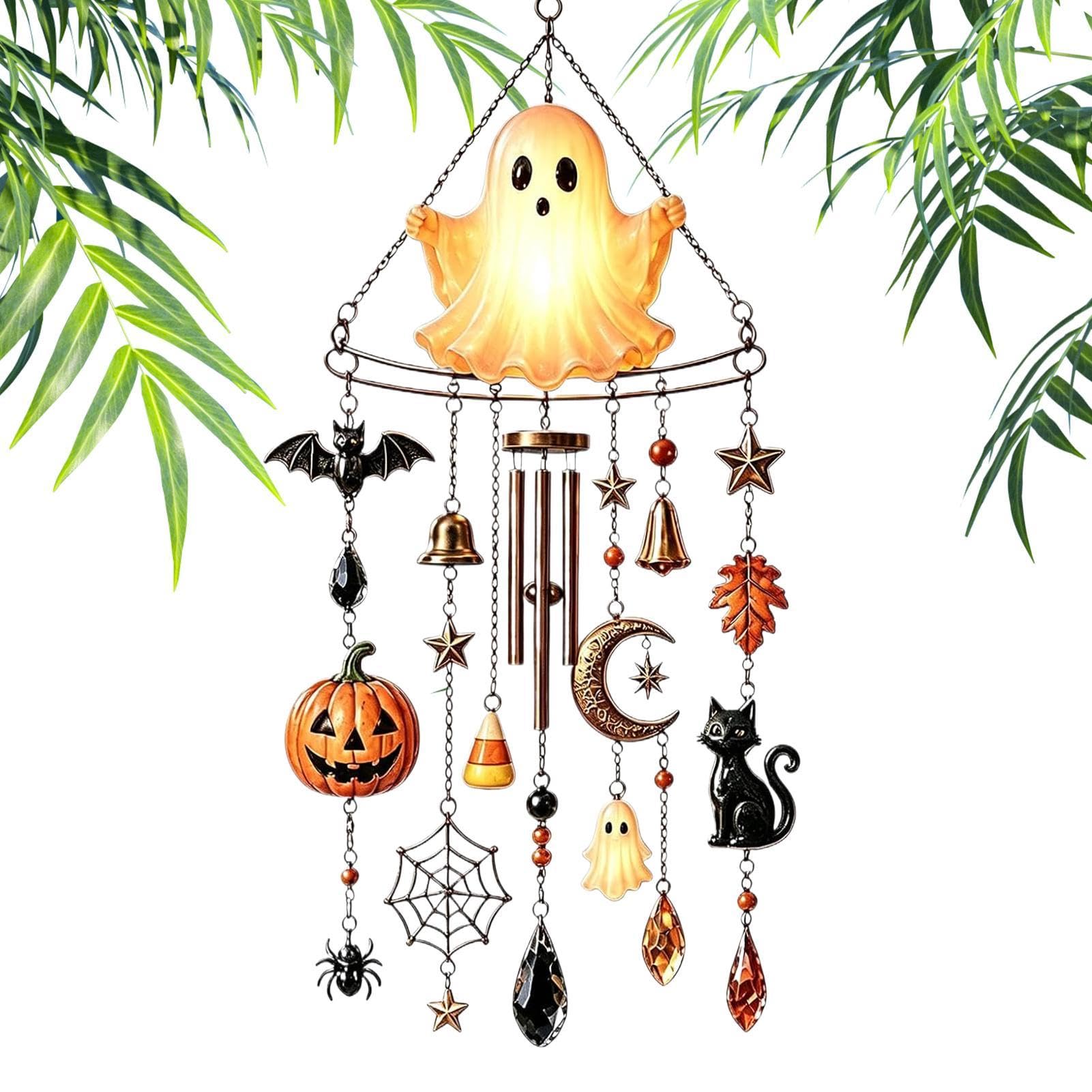 Campanillas de viento de Halloween con fantasmas impermeables para decorar el jardín exterior