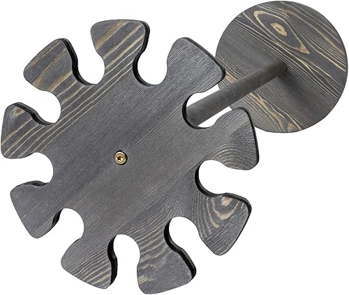 Miniatura 6 de MyGift Estante de exhibición para bates de béisbol gris envejecido, redondo, de madera maciza, soporte de almacenamiento de equipo deportivo,