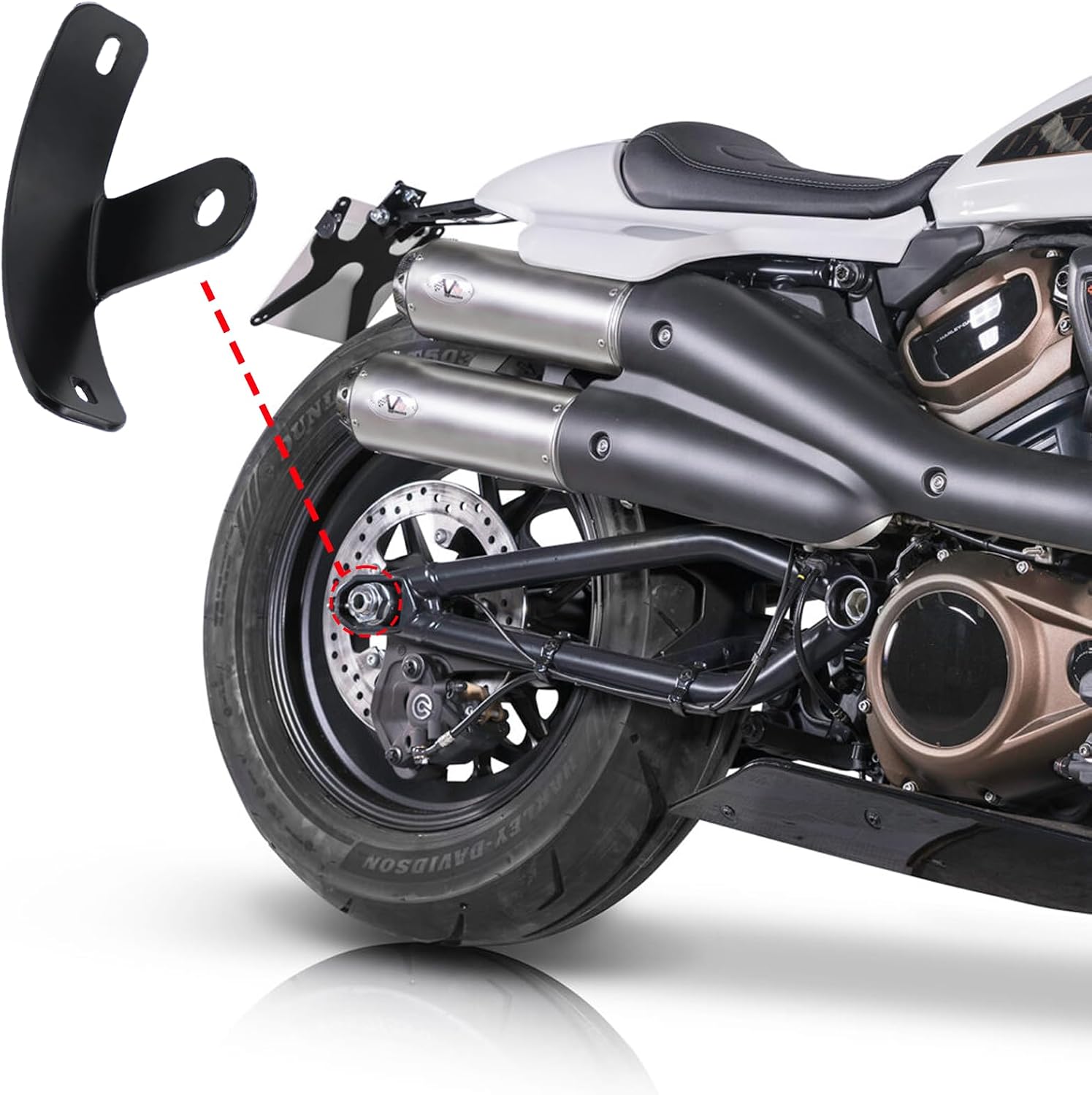 Rear Side License Plate Bracket for Harley Davidson 1993-2025 for Sportster 48 72 | Iron 883 1200 | Nightster & Roadster | Side Mount License Plate | 1/2" Shock Mount | Side Customization