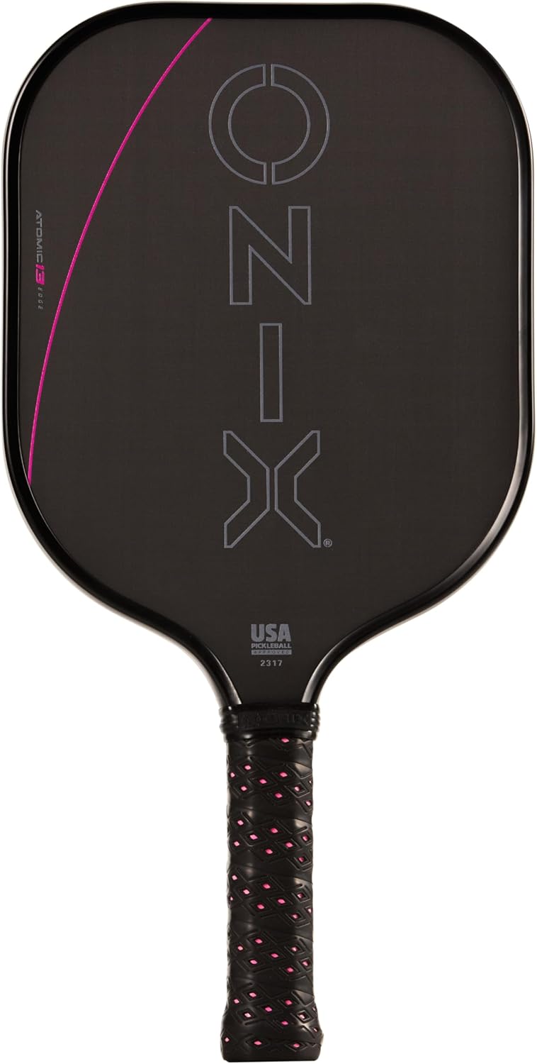 Onix Evoke Premier Raw Carbon Fiber Surface Medium-Weight Premium Perforated Grip One-Piece Construction Pickleball Paddle