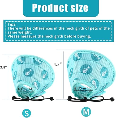 Miniatura 8 de Fluffyland Collar de cono de gato suave, ajustable, cono de gatito azul y verde, para recuperación después de la cirugía, collar E transpirable para