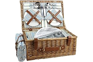 HappyPicnic Picnic Basket for Four: Enhanced Outdoor Dining Experience