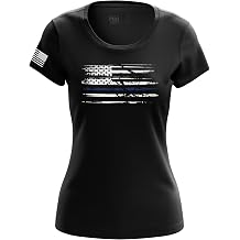 American Flag Women&rsquo;s Heavyweight Cotton T-Shirt, Classic Fit Short Sleeve Patriotic Graphic Tee for Women, Made in USA