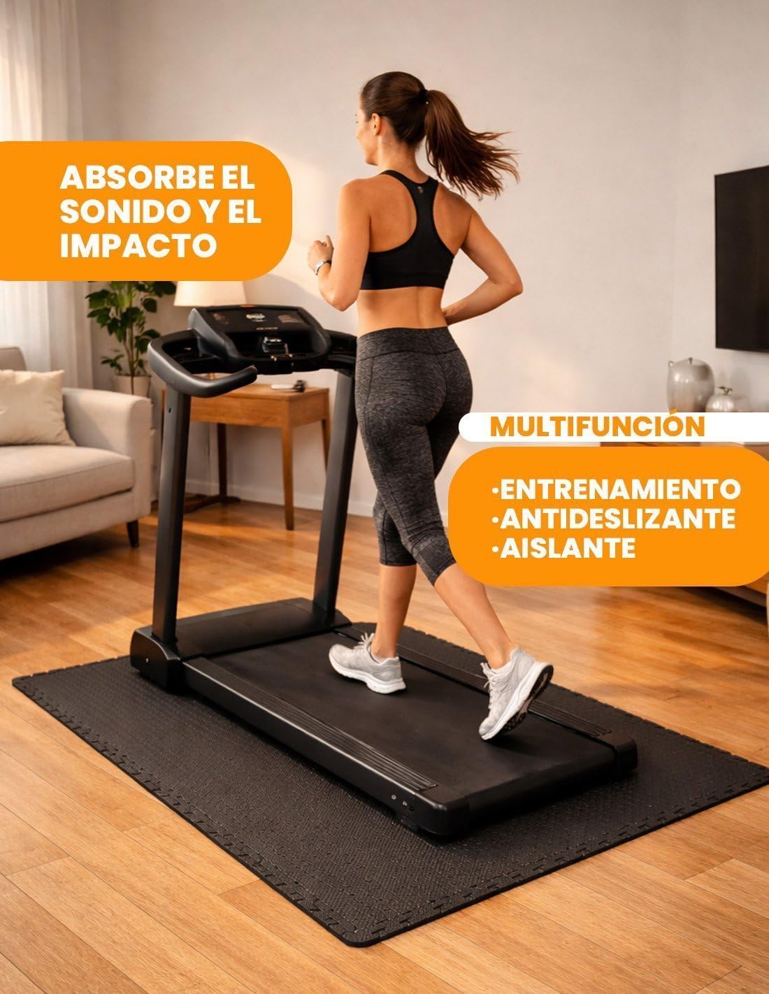 JARDIN202 - Esterilla Puzzle para Suelos de Gimnasio y Fitness | Protección de Goma Espuma, Tatami Puzzle Expandible 30x30cm (10mm) | 36 Uds | 3,24 m² (Negro) — view 5