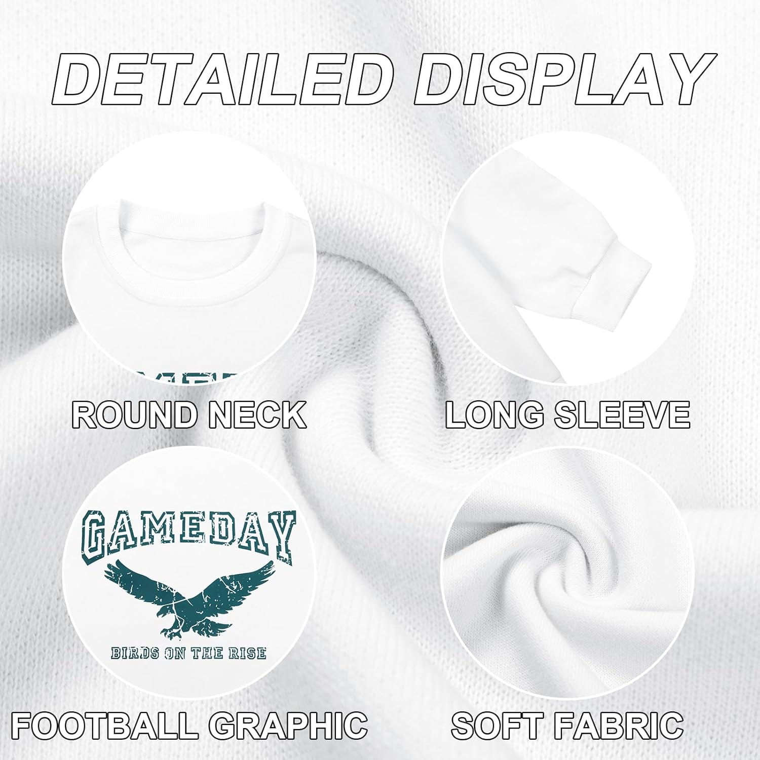 MOUSYA Game Day Sweatshirt Women Football Mom Sweatshirts Oversized Football Season Pullover Sunday Funday Long Sleeve Tops - Image 7