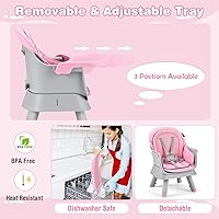 Vista 4 de HONEY JOY Silla alta 8 en 1 para bebé, silla alta convertible para bebés y niños pequeños/juego de mesa y silla/mesa de bloques de construcción