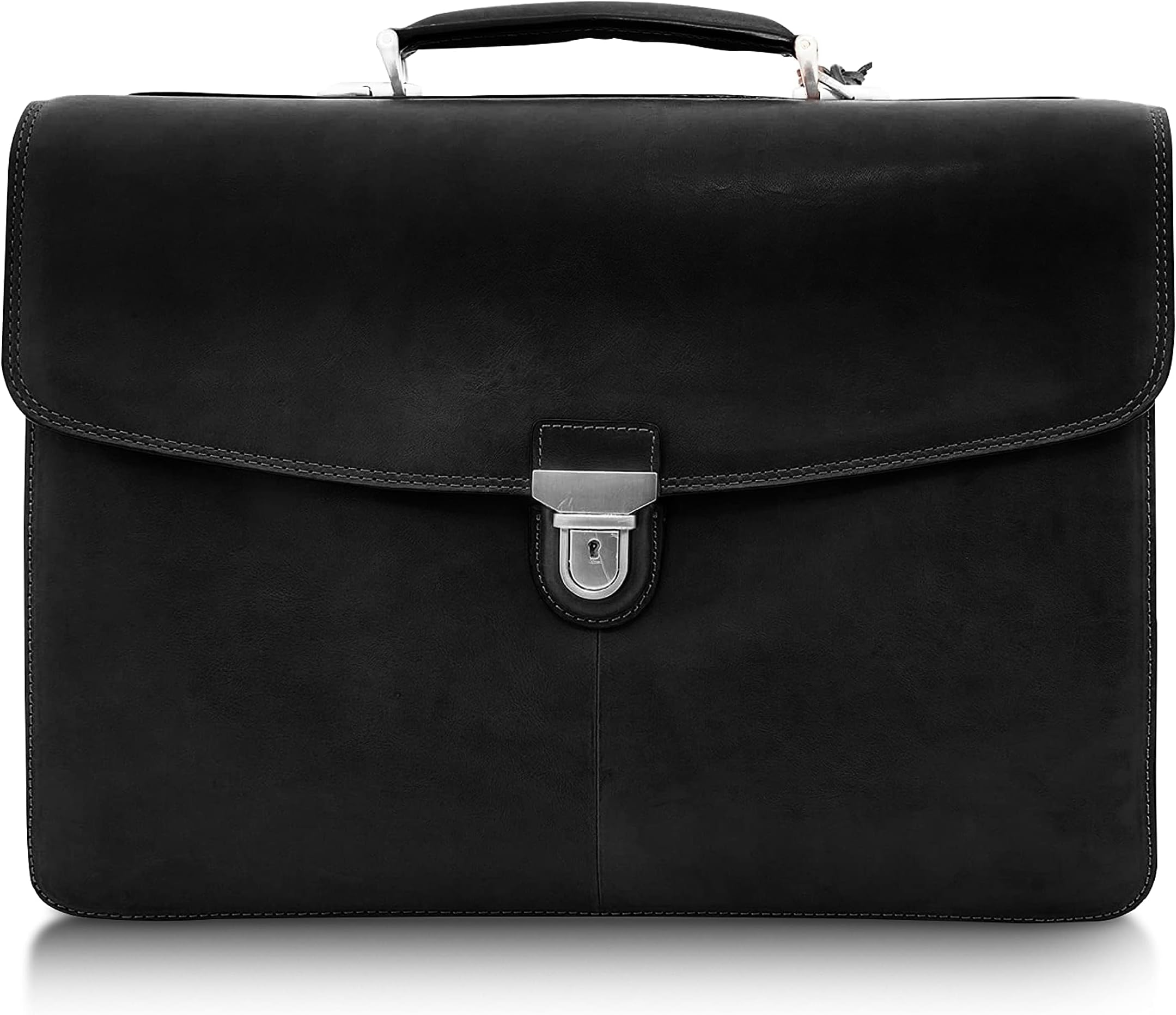 Bella Russo Men's Italian Leather Messenger Bags - Triple Compartment Briefcases for Men - Tanned Leather