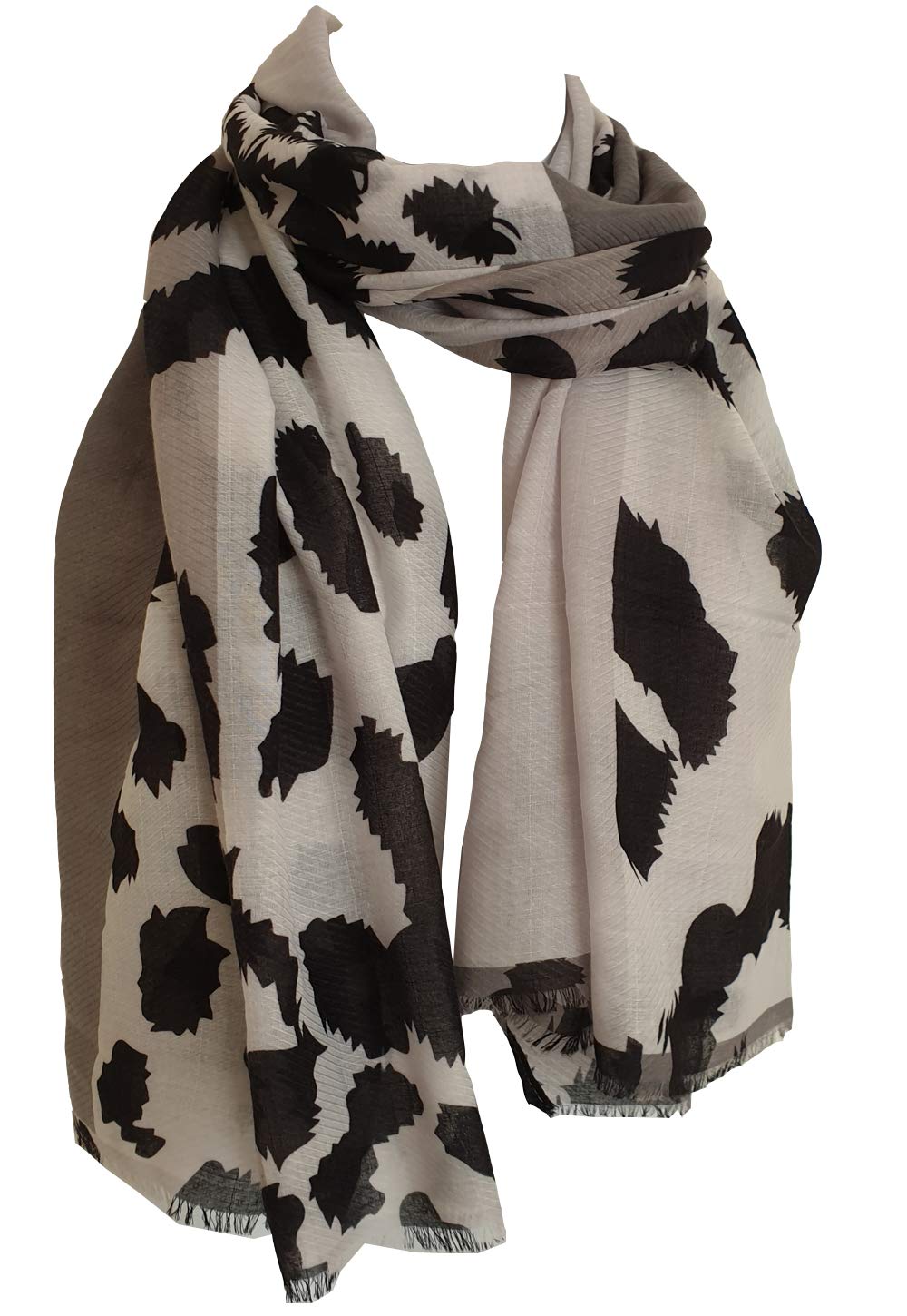 Glamlondon Women's Bm63-Grey Leopard Print Scarf Multi Coloured Border (Bm63-Grey)
