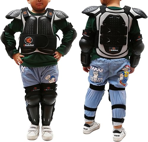Miniatura 5 de Equipo de Bicicleta de Tierra para Niños Protector de Pecho Motocross, Traje de Armadura de Motocicleta Juvenil con Protector de Rodilla y Espinilla
