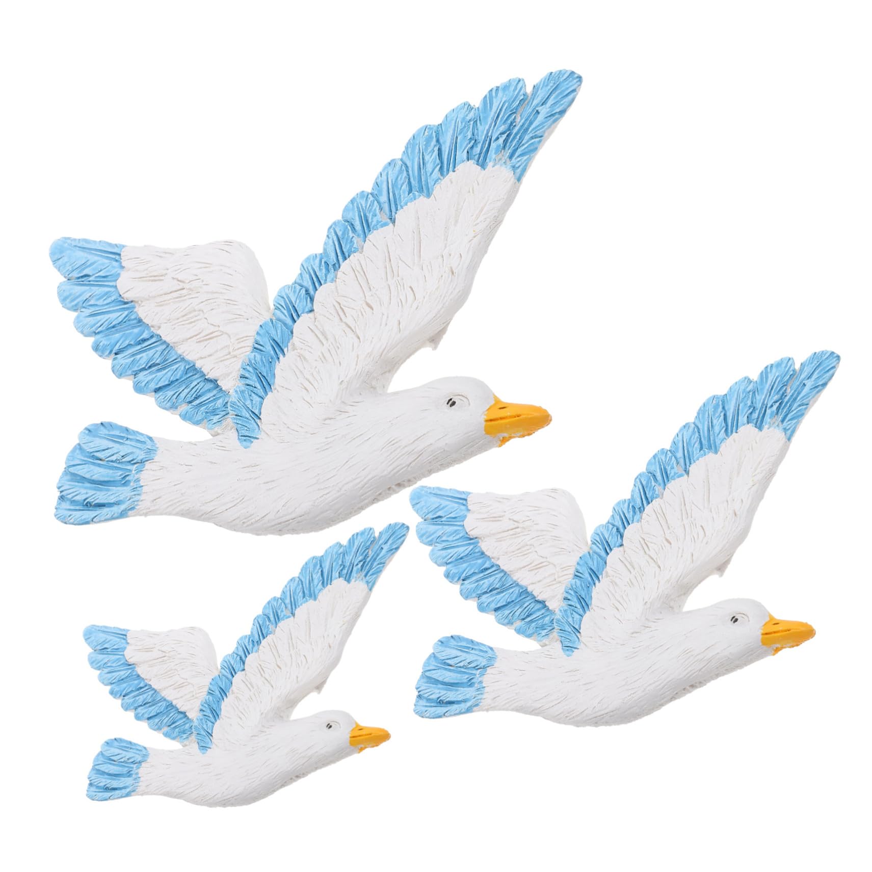 3 Pezzi Gabbiani in Resina Blu, Decorazione da Parete Sospesa per Salotto e Sfondo, Stile Creativo e Sicuro per Casa