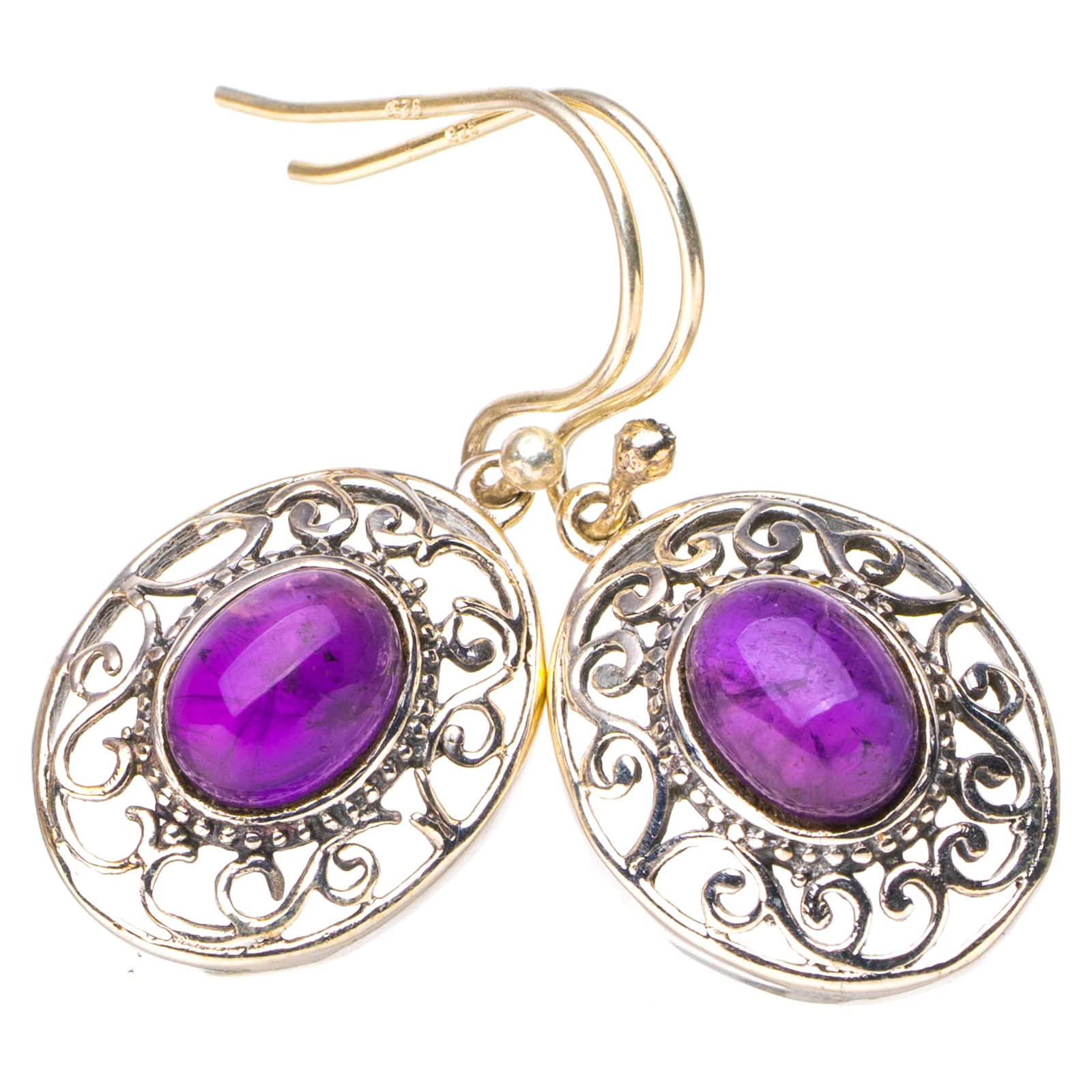 Améthyste boucles d'oreilles argent 925 fait main StarGems E6988 - 7