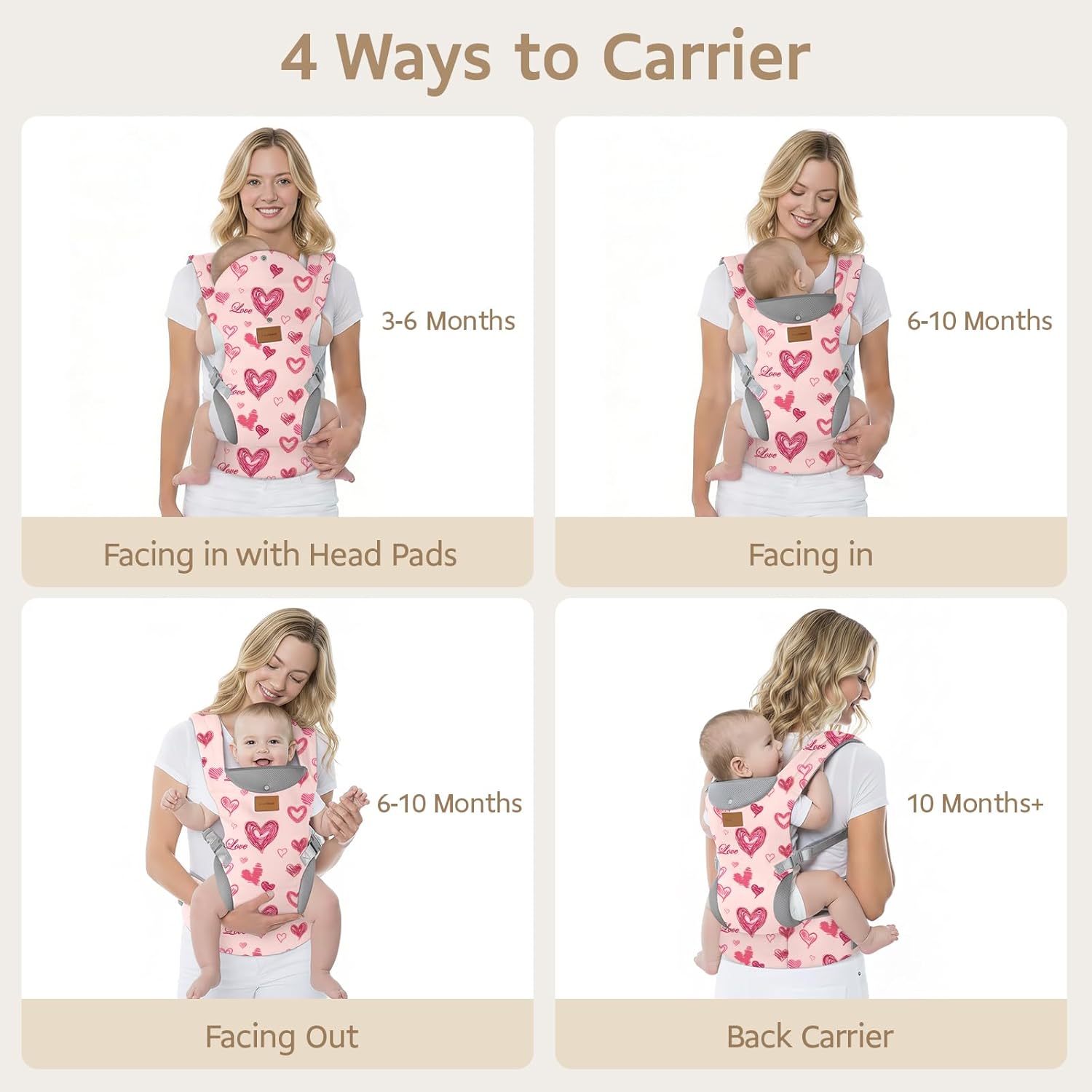 YooxArmor Baby Carrier, Ergonomic Adjustable Toddler Carriers for 7-33 Lbs, Cozy Lightweight Infant Carrier with Neck Support, Baby Chest Carriers with Lumbar Support for Parents (4-36 Months)